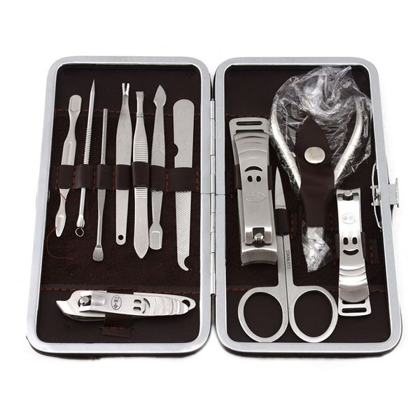 

12pcs/set stainless steel nail tools kit nail scissors manicure knife clippers file beauty kits tools with case