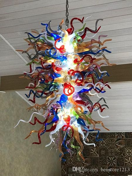 

multi color living room bedroom pendant light 100% hand blown glass chandelier lighting colorful led home lamps