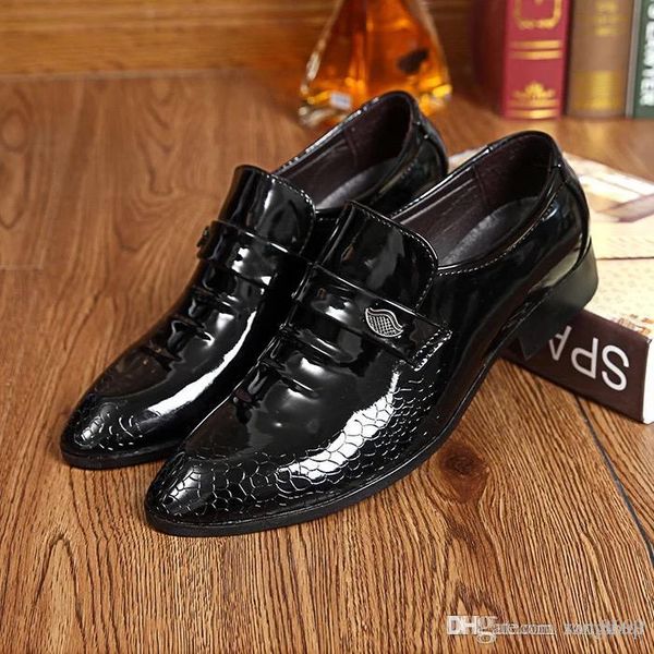 

men's leather shoes business dress wedding shoes package mail workers summer low help bright color increase pointy british tide male ho, Black