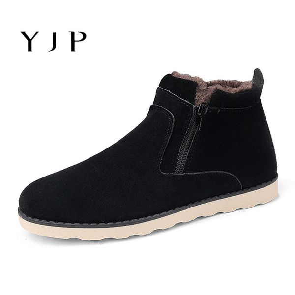 

yjp men boots ankle boots plus size men winter shoes warm snow shoes winter plush sneakers mens snow, Black