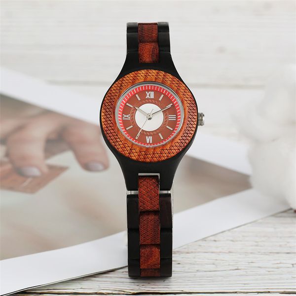 

stylish full wooden watch women quartz movement wood bangle watch band folding clasp elegant casual female watches gifts reloj, Slivery;brown