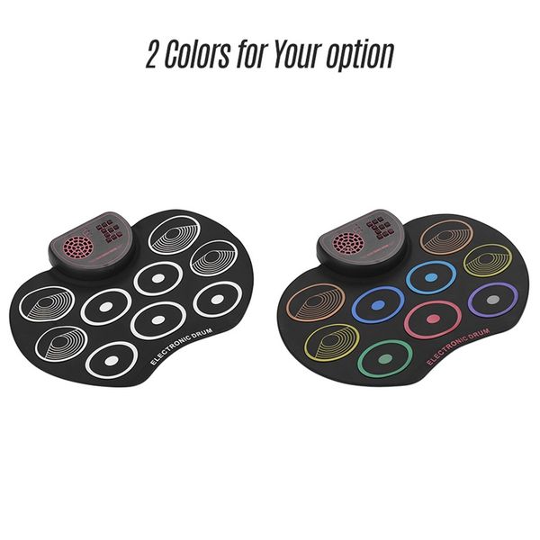 

digital roll up drum pad kit portable electronic drum set usb 9 drum pads built-in speaker lithium battery with sticks foot peda