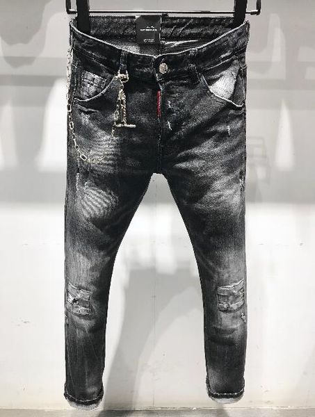 

men's distressed ripped skinny jeans fashion designer mens jeans slim motorcycle moto biker causal mens denim pants hip hop men jeans#6, Blue