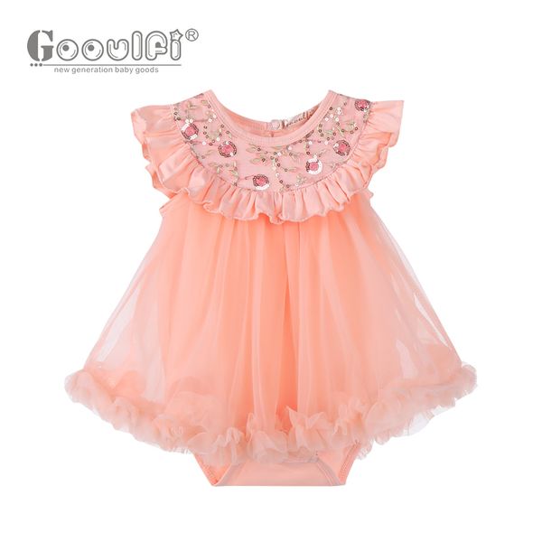 

gooulfi baby princess dress 1st birthday dress for girl baby cotton clothing for infant girl lovely newborn summer costume pink, Red;yellow