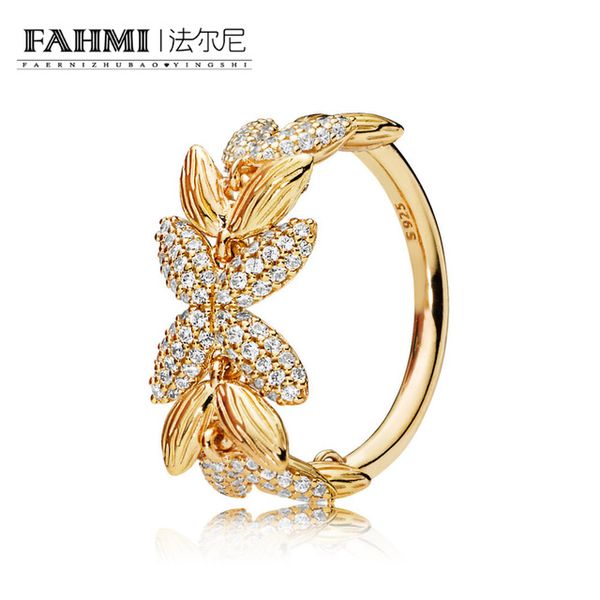 

fahmi 100% 925 sterling silver new romantic 167735cz shine circle of seeds ring original jewelry women's holiday gift, Slivery;golden