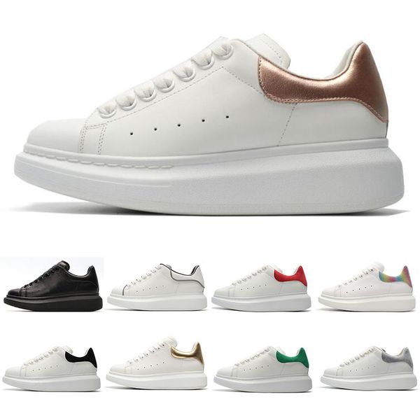 

2019 Дизайнер 3M светоотражающая белая черная кожаная повседневная обувь для девушек, женщин, мужчин, розового золота, красного цвета, удобных плоских кроссовок