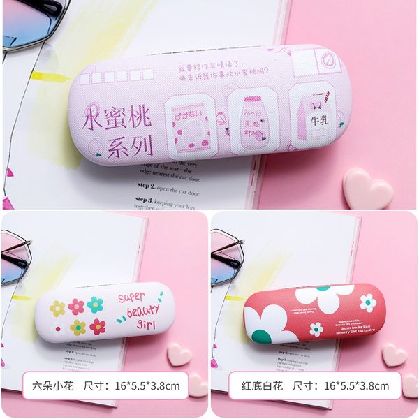 

19 hipster cartoon character anti-pressure pu leather case case storage glasses box myopia student frame sun glasses storage box