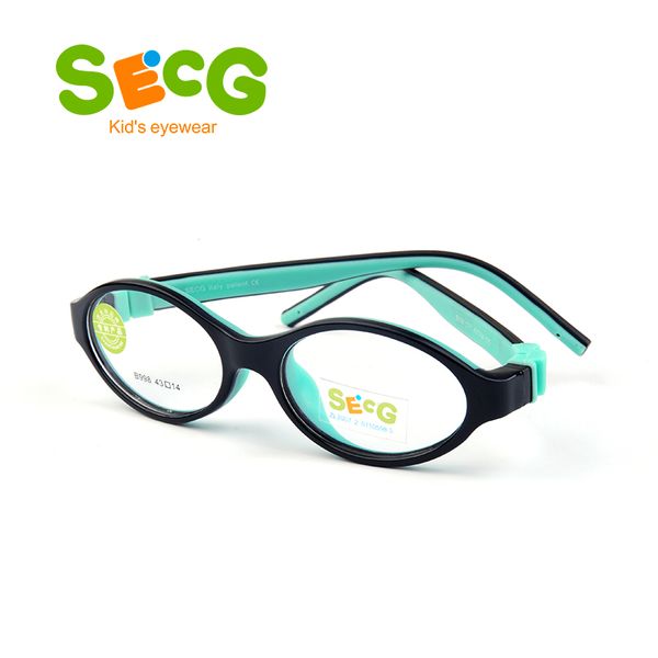 

secg round cute kids glasses frame optical myopia soft flexible detachable transparent children glasses spectacles silicone, Black