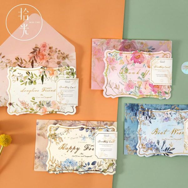 

4 envelopes+4 greeting cards) sulfuric acid paper envelope greeting card set decoration wedding letter invitation envelopes