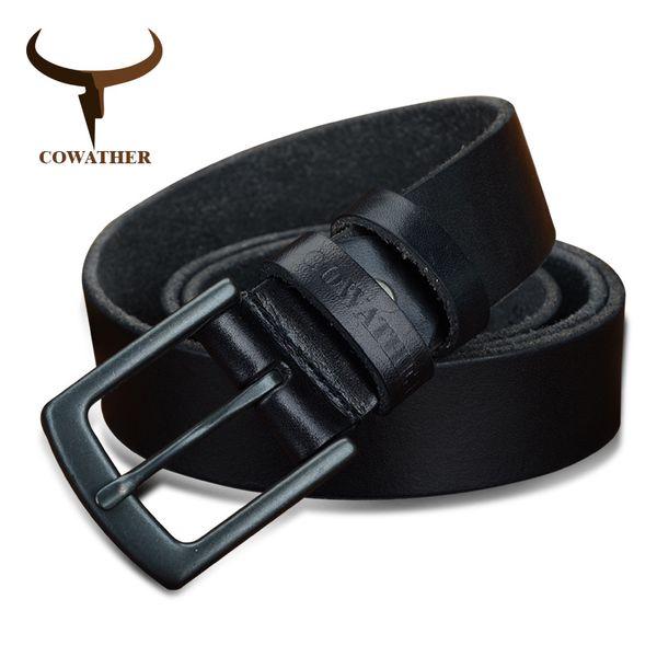 

cowather 100% cowhide genuine leather belts for men vintage 2019 new design male strap ceinture homme 110-130cm men belt t200511, Black;brown
