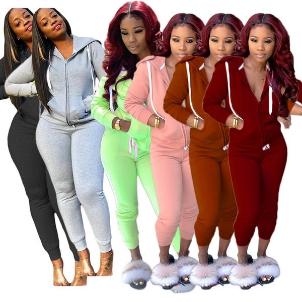 

7 colors of fashion casual autumn & winter sportwear two-pieces set women tracksuits sweatshirt jogging pants zipper front design, Gray