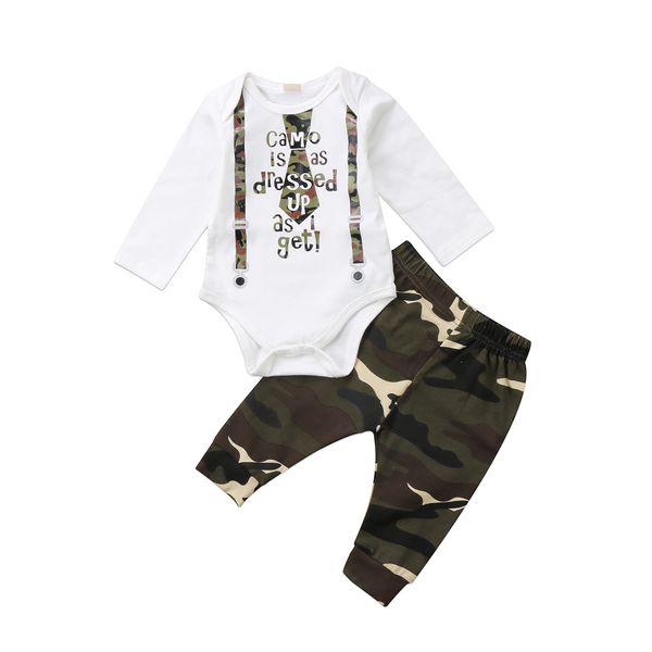 

pudcoco camo baby boys set 2pcs newborn toddler baby boys letter bodysuit romper camouflage pants outfits set baby boys clothing, White