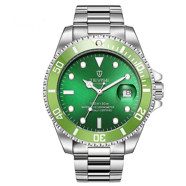 

luxury mens watches popular factory automatic machinery watches stainless steel men luminous waterproof wristwatches, Slivery;brown
