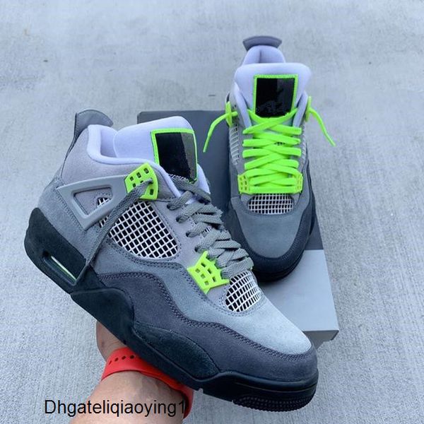 

новый 2020 4 iv неон серых низкие мужчин баскетбол обувь спортивных кроссовок мода тренеры с размером коробки top quality 7-13, Black