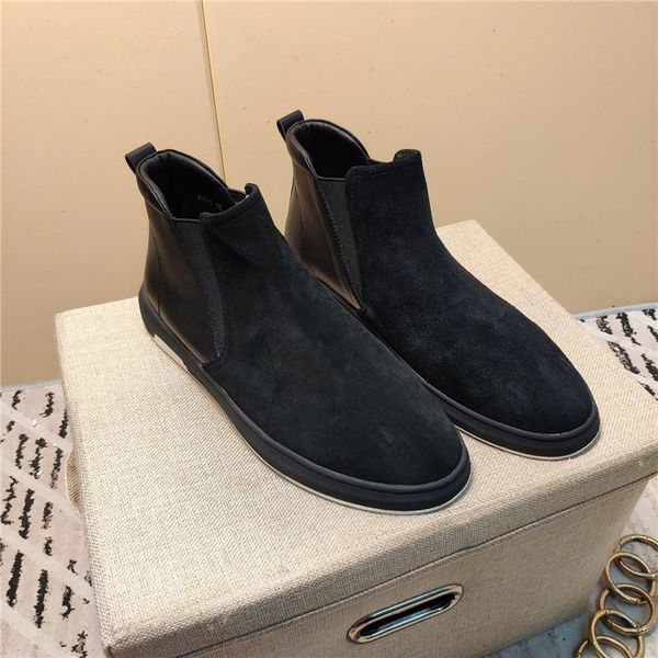

british style soft bottom leather frosted men's shoes business casual men's short boots fashion high-shoes size 39-45 04, Black