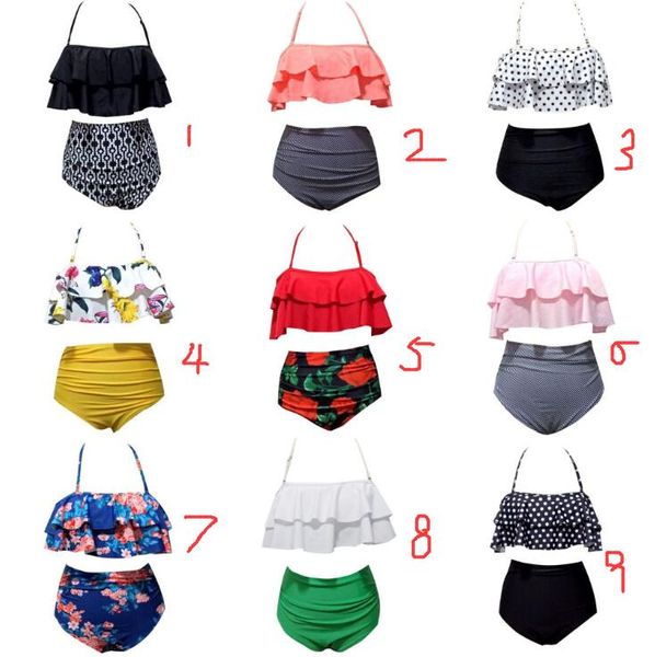 9 stili Vita da donna Bikini a pois Stampa sexy Costumi da bagno Costumi da bagno estivi Foglia di loto Bikini floreale Reggiseno Costume da bagno Costumi da bagno regali caldi