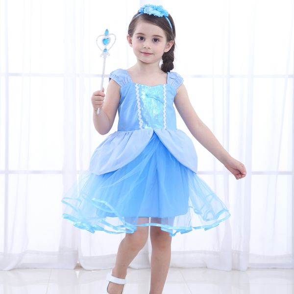 

1pcs easter kids designer girls dresses cinderella princess dress rapunzel little mermaid cosplay kids boutique childrens clothes clothing, Red;yellow