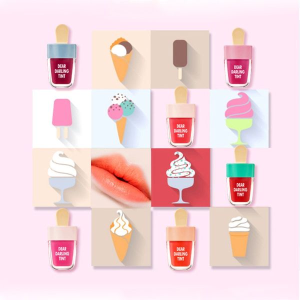 

sell 6 color super ice cream lipgloss nutritious waterproof lasting makeup liquid lipstick sweet red lip glaze unique shape