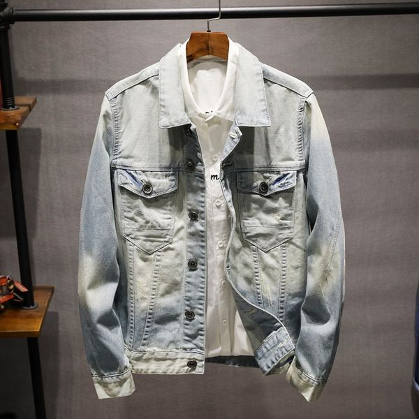 

men light blue denim jackets jean coats men's 100% cotton jean jackets men spring autumn outwear denim coats, Black;brown