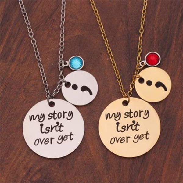 

wkoud exquisite carved "my story isn't over get" pendant necklace chains necklace fashion jewerly for women, Silver