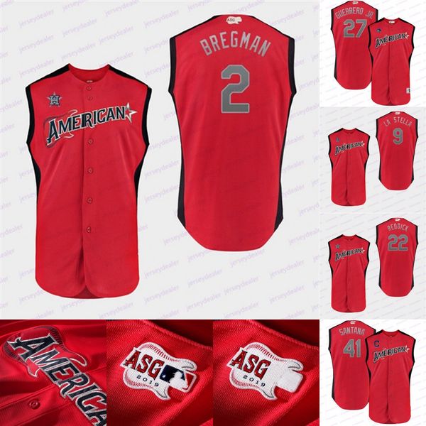 

27 Mike Trout 2019 AllStar American Workout Alex Bregman DJ LeMahieu Carlos Santana George Springer Baseball Jerseys