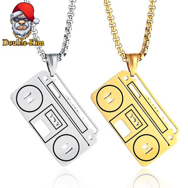 

the stereo men pendant necklace hip-hop rock street titanium stainless steel gold silver chain necklace fashion man jewelry