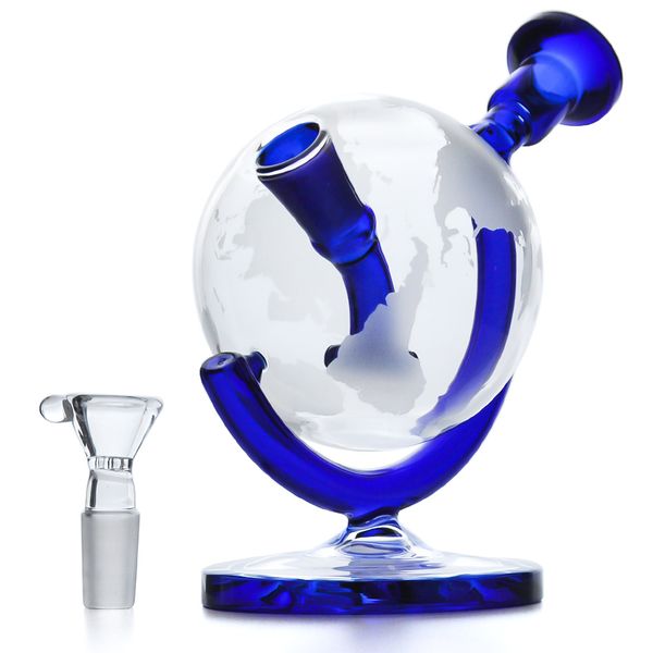 

glass 5.7inches dab rig with rig bowl globe glass recycler pipes bubbler bong oil water pipe smoke accessory fxubh, White;black