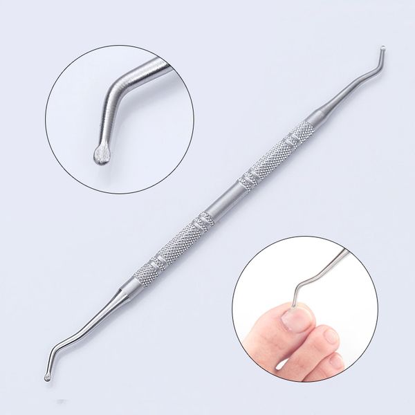 

1pc stainless steel dual-ended pedicure cuticle pusher groove pick manicure nail art tool