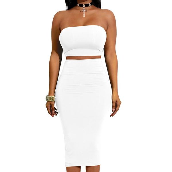 

women's two piece pants ly summer women 2 pieces set off shoulder crop skirts bandage backless party club bodycon outfits vk-ing, White