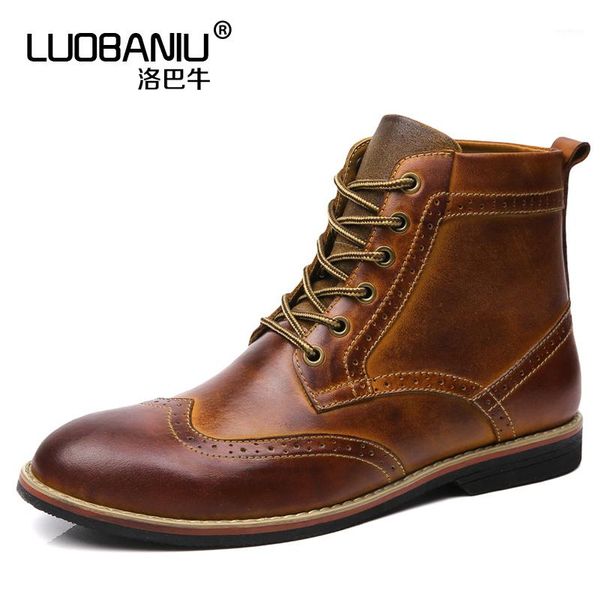 

plush size 11 12 13 mens two tone genuine leather brogue winter super warm ankle boots formal dress oxford snow boots1, Black