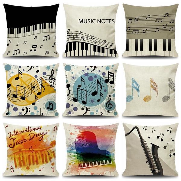 

музыкальная нота музыка печати throw подушка обложка площади наволочки белье подушки чехлы диван домашний декор наволочка