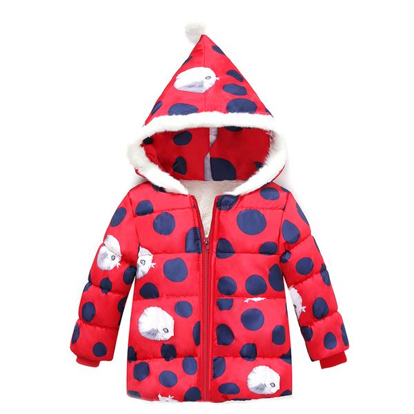 

2018 children's outerwear boy and girl winter warm floral print hooded coat children cotton-padded down jacket kid jackets, Blue;gray
