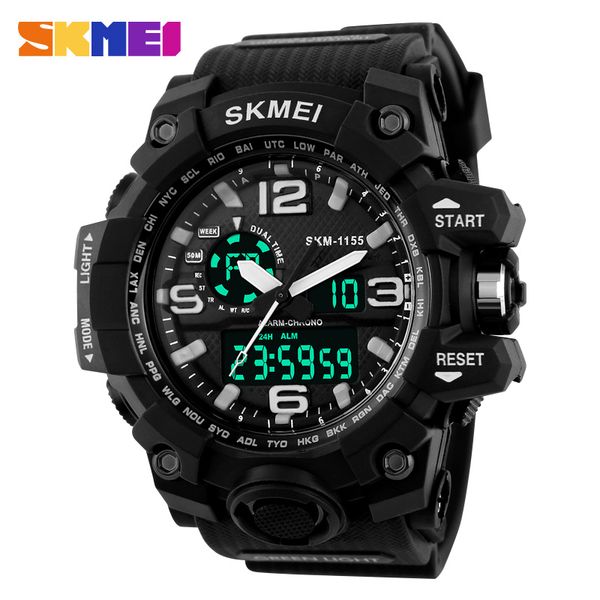 

skmei style men watches sport dual display watches men watch sport watch led waterproof mens wristwatch, Slivery;brown