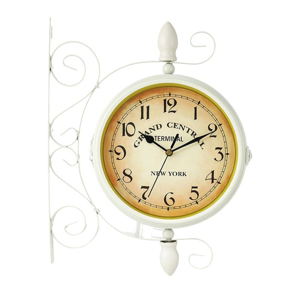 

double sided hanging clock retro style