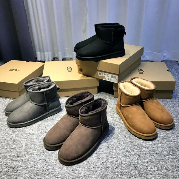 

australia men freamon leather casual boots lovers classic waterproof sheepskin leather fur lined short winter snow boots for menss boots, Black