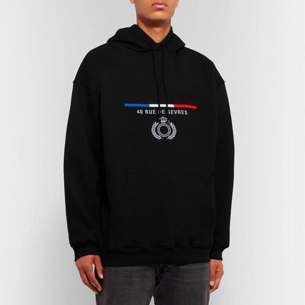 

19fw classic paris flag crown embroidery hooded sweatshirt men women street pullover hoodies autumn winter sweater outwear hfymwy284, Black