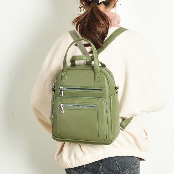 

2020ladies backpack pu leather woman shoulder bag casual large capacity student schoolbag teenage girls multi-function backpack