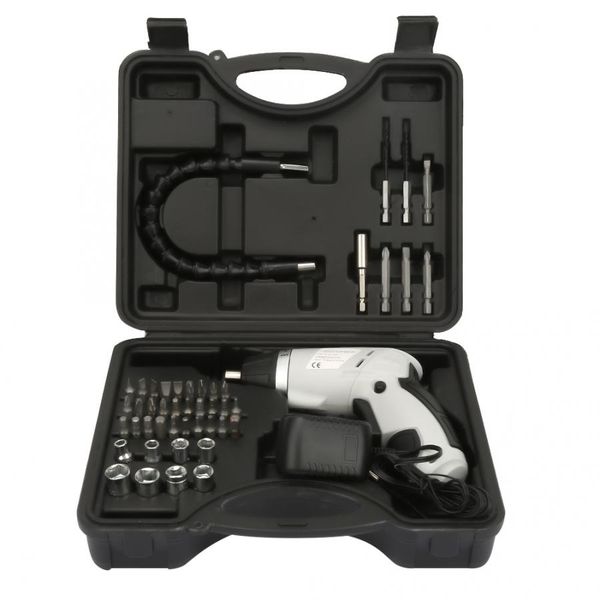 

46pcs 3.6v li-ion rechargeable cordless electric screwdriver tool kit 100-240v us/au/eu plug