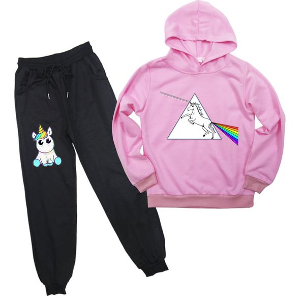 

2019 unicorn clothes set kids hoodie sets baby boys spring autumn toddler boy girl sweatshirts pants 2pcs casual sweatshirt girl, White