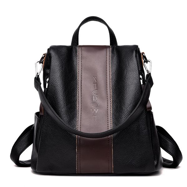 

new soft leather backpack women anti-theft backpack female shoulder bag ladies travel rucksack