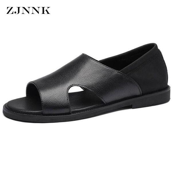 

fashion rome sandals for men leather beach sandals black male summer shoes comfortable gladiator men sandals y200702