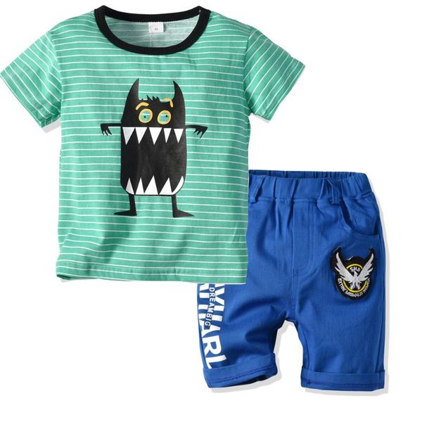 

baby boy clothes boy striped cotton t-shirts with letter short pants kids clothing fashion casual 2pcs outfits, White