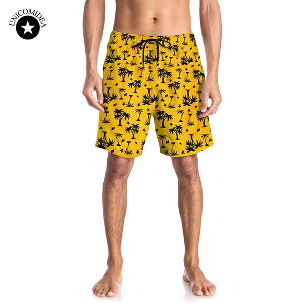 

summer men's board shorts coconut tree printed beach shorts men surffing elastic waist quick dry swimwear plus size, White;black
