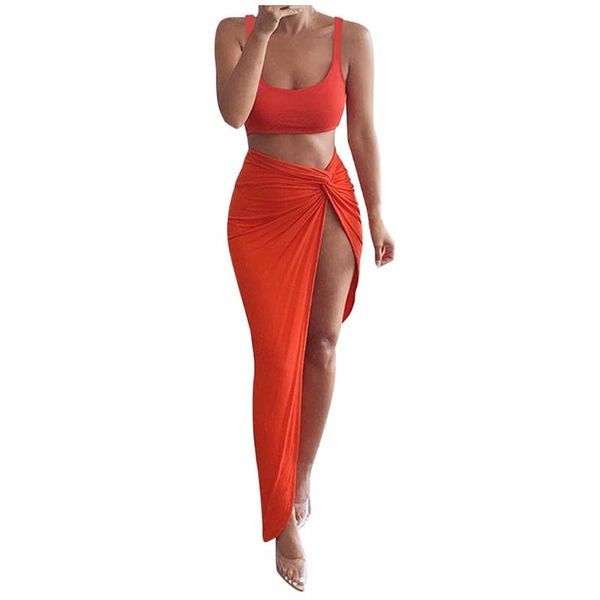 

jaycosin 2 шт. для женщин сплошной цвет юбка наборы для отдыха lounge wear костюмы сплит хлопок 2 шт. комплект женский костюм элегантный mar, White