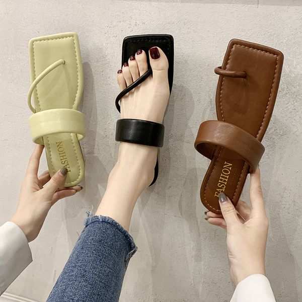 

female shoes slippers women summer slides rubber flip flops low 2020 flat hawaiian soft fashion rome basic pu, Black