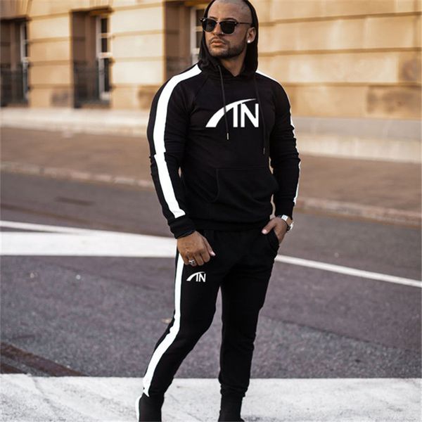 

frmaro 2019 autumn brand sporting suit men suit men hoodies sets mens gyms sportswear jogger male tracksuit sets, Gray