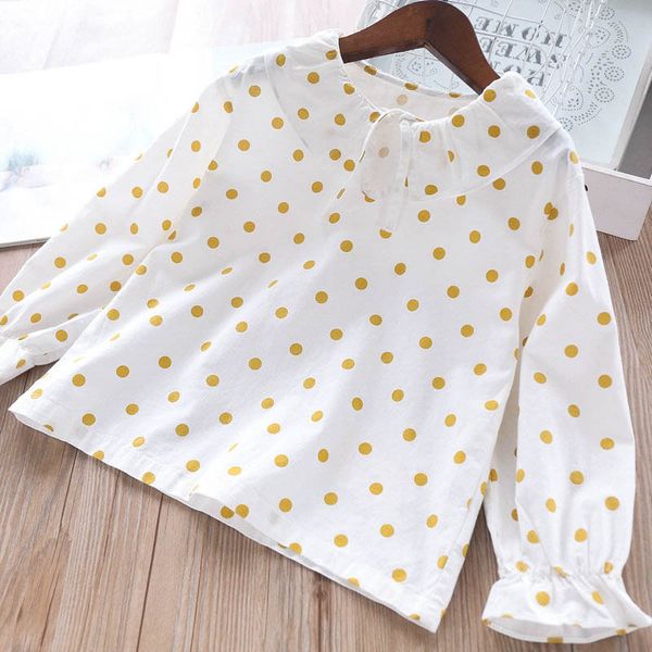 

2020 spring girls peter pan collar dotted shirt childrenswear wholesale, White;black