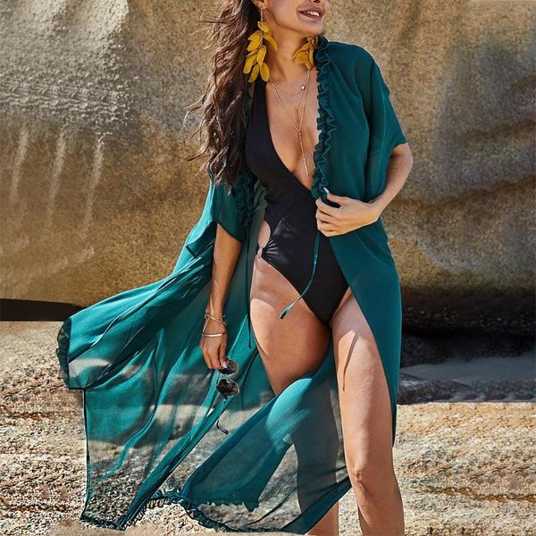

women bikini cover up beach dress robe swimwear chiffon beachwear bathing suit summer holiday kimono cardigan new#g3