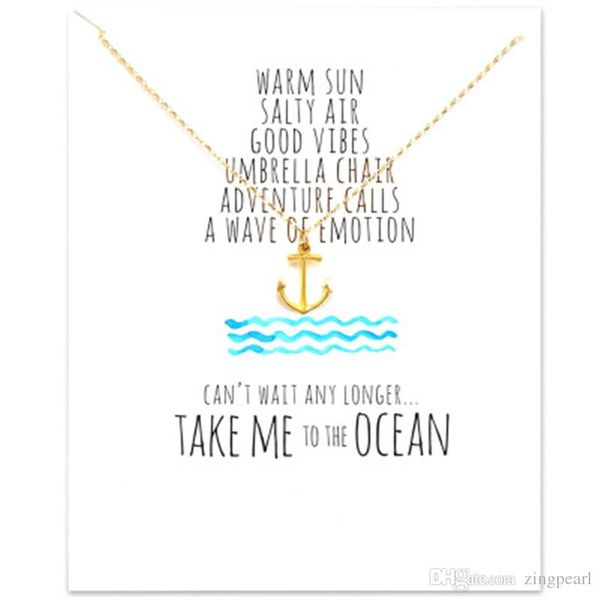 

якорь серия dogeared choker ожерелье золото серебро с картой ожерелья для женщин способа ювелирных изделий pirate океана, Silver