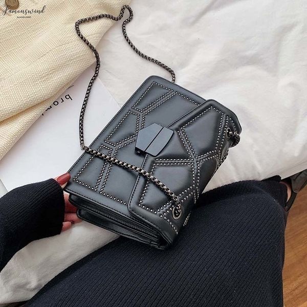 

2020 new rivet small crossbody bags for women 2020 shoulder messenger bag femme lady handbags black
